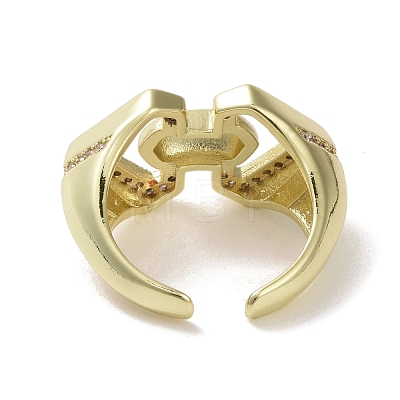 Brass Micro Pave Cubic Zirconia Open Cuff Ring RJEW-K256-56G-1