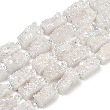 Electroplated Natural Druzy Agate Beads Strands G-R012-A02-02-1