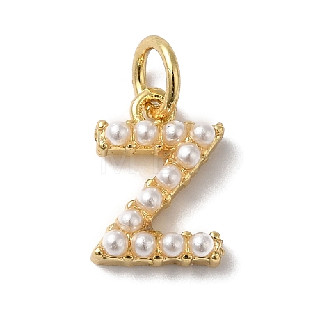 Rack Plating Brass with ABS Plastic Imitation Pearl Charms KK-B092-30Z-G-1