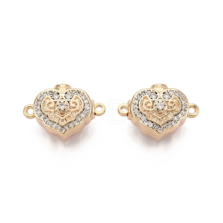 Brass Micro Pave Clear Cubic Zirconia Box Clasps KK-Q074-07G-1