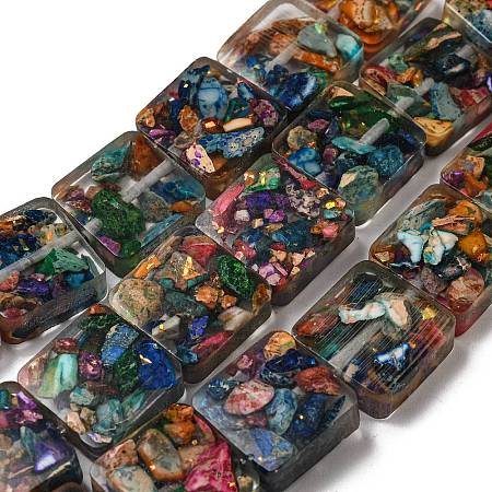Dyed Natural Imperial Jasper with Resin Beads Strands G-G083-C05-01-1