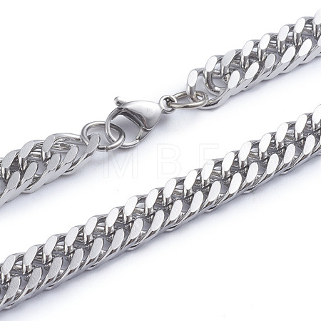 Non-Tarnish Men's 304 Stainless Steel Diamond Cut Cuban Link Chain Necklaces NJEW-L173-002B-P-1