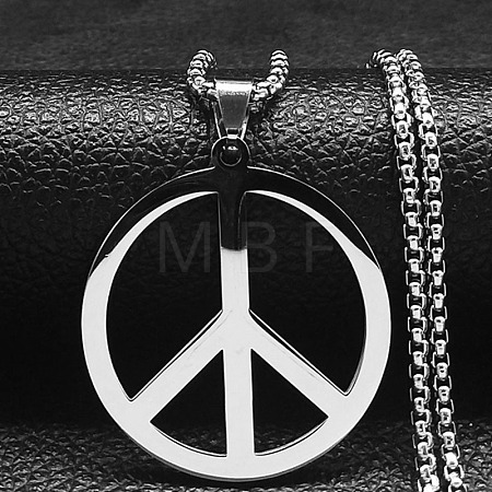 Stainless Steel Peace Sign Pendant Necklaces FS-WGCCA7A-02-1