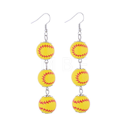 Sports Theme Alloy & Wood Dangle Earrings WGFF172-03-1