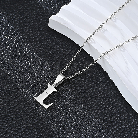 201 Stainless Steel Crystal Rhinestone Initial Pendant Necklaces FS-WG28760-18-1