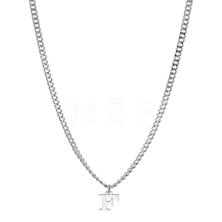 1Pc 304 Stainless Steel Letter Pendant Necklaces NJEW-LP0001-33F-P-1