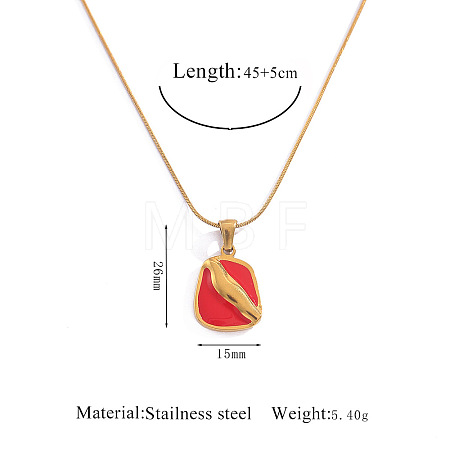 304 Stainless Steel Enamel Red Geometric Pendant Necklaces FS-WGE6FD0-02-1