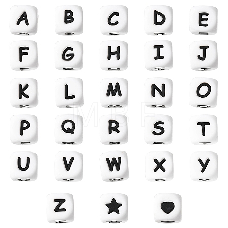 30Pcs 28 Style Food Grade Eco-Friendly Silicone Beads SIL-YW0001-07-1