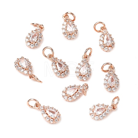 Brass Micro Pave Cubic Zirconia Charms RB-I077-15RG-RS-1-1
