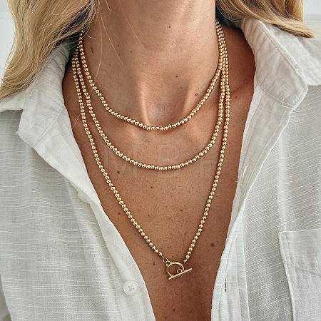 CCB Plastic Round Beaded Multilayer Lariat Necklaces with Alloy OT Clasps for Women WGD6FEE-01-1