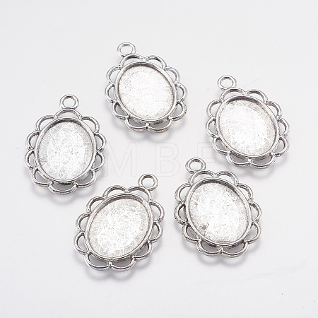 Tibetan Style Pendant Cabochon Settings TIBEP-0584-S-FF-1