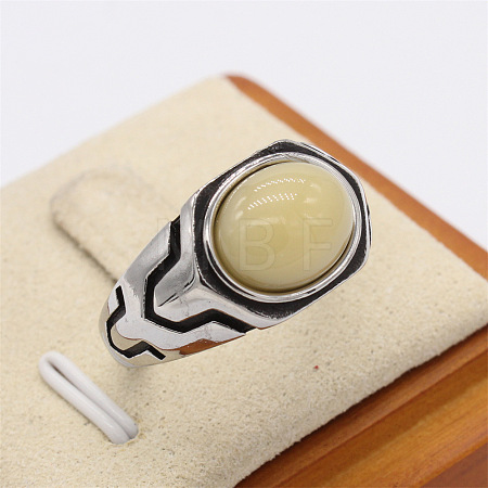 316L Surgical Stainless Steel and Synthetic Gemstone Finger Rings for Men FS-WG3E90C-02-1