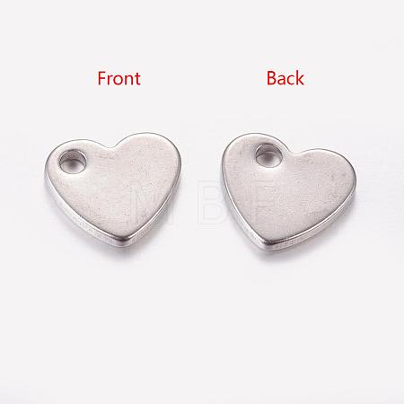 Tarnish Resistant Original Color Blacnk Stamping Tag Heart Charms 304 Stainless Steel Pendants X-STAS-Q112-1