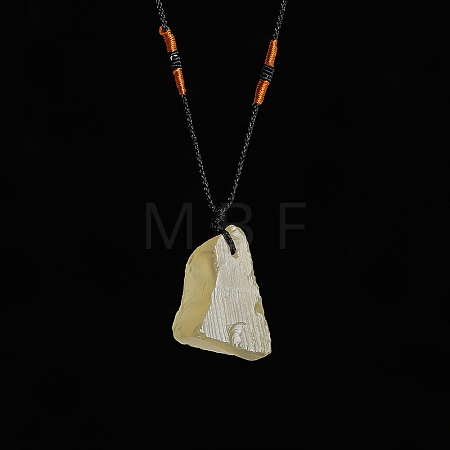 Natural Raw Lemon Quartz Nugget Pendant Necklaces PW-WG79580-04-1