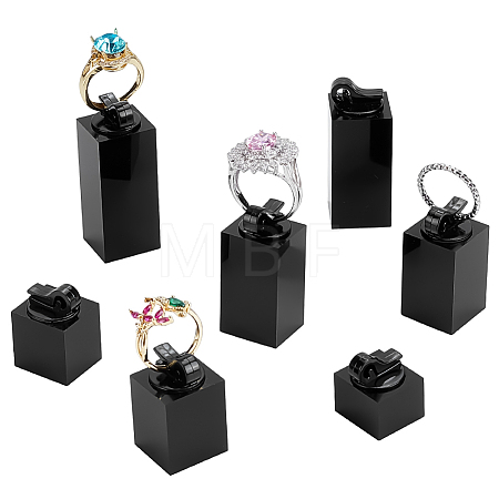 7Pcs 7 Sizes Acrylic Ring Display Riser Stand Sets ODIS-WH0099-256B-1