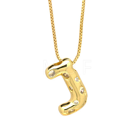 Brass Micro Pave Clear Cubic Zirconia Initial Pendant Necklaces FS-WGF17D9-15-1