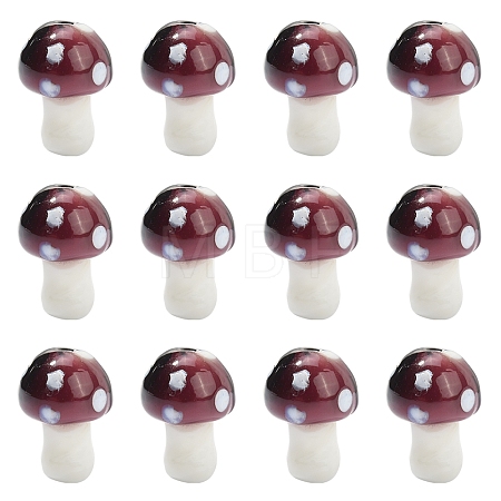 10Pcs Mushroom Handmade Lampwork Beads LAMP-YW0001-08B-1