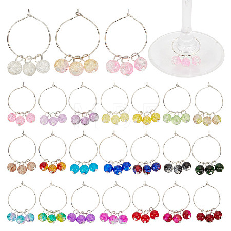 48Pcs 24 Colors Brass Wine Glass Charms AJEW-GO00002-1