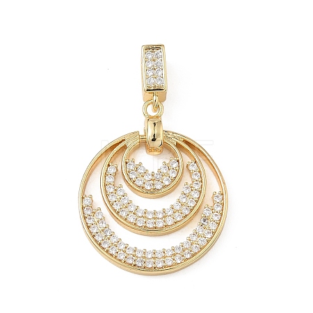 Brass Micro Pave Clear Cubic Zirconia Pendants KK-F939-04A-G-1