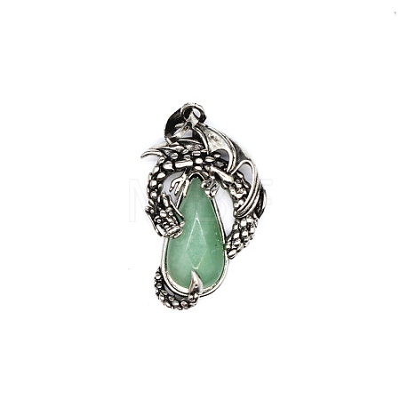 Natural Green Aventurine Brass Pendants G-PW0004-66C-1