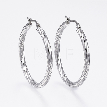 Tarnish Resistant 304 Stainless Steel Hoop Earrings EJEW-H322-17P-1