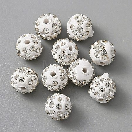 Handmade Polymer Clay Rhinestone Beads LS-CLAY-WH0010-01A-1