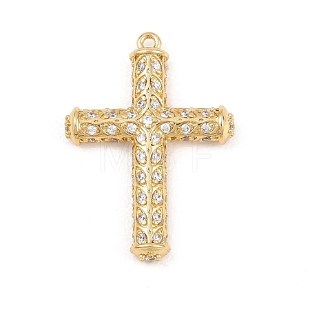 Rack Plating Brass Micro Pave Cubic Zirconia Pendants KK-Q786-04G-01-1