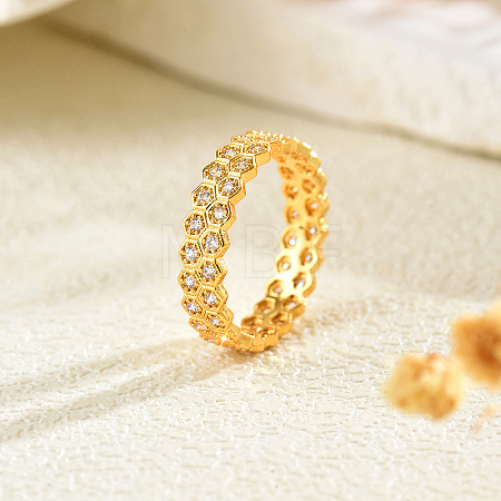 Brass Micro Pave Cubic Zirconia Finger Rings for Women QU5613-1-1