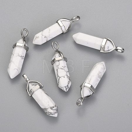 Natural Howlite Double Terminated Pointed Pendants G-F295-04F-1