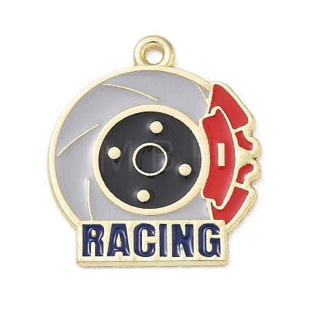 Racing Car Theme Alloy Enamel Pendants AL-CBA4666-03O-1