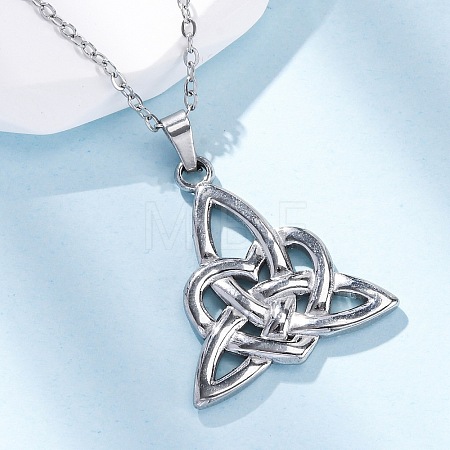 Trinity Knot 304 Stainless Steel Pendant Necklaces Wish Note NJEW-H059-02P-1
