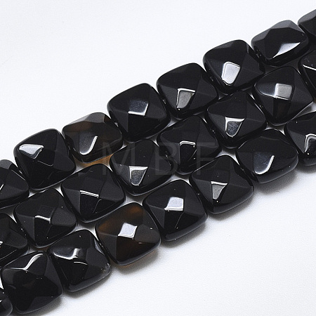 Dyed & Heated Natural Black Agate Beads Strands G-S357-D01-11-1