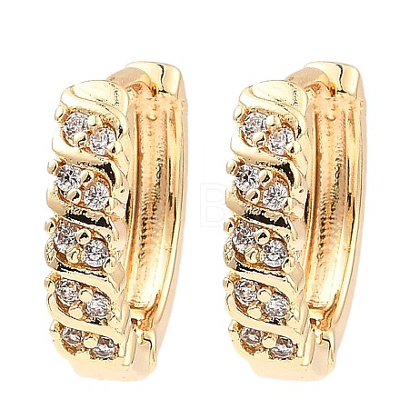 Brass Cubic Zirconia Hoop Earrings EJEW-D078-20KCG-1