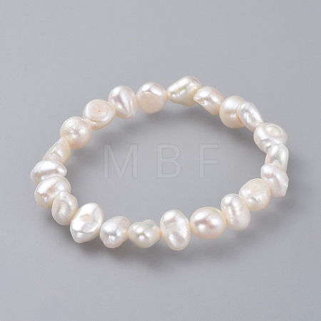 Natural Pearl Stretch Bracelets BJEW-JB04735-01-1