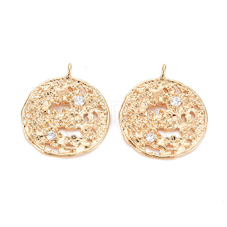 Brass Micro Pave Clear Cubic Zirconia Pendants KK-S356-542-NF-1