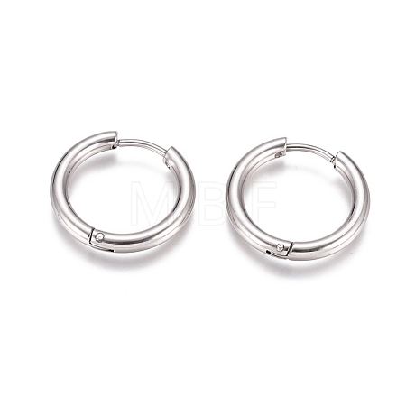 Tarnish Resistant 304 Stainless Steel Huggie Hoop Earrings EJEW-G272-01-14mm-P-1