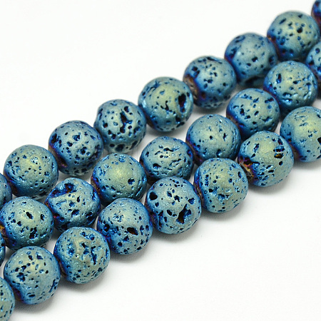 Electroplate Natural Lava Rock Beads Strands G-T058-03C-10MM-1