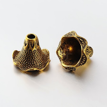 6-Petal Tibetan Style Alloy Bead Caps X-PALLOY-N0113-05AG-1