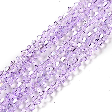 Transparent Electroplate Glass Beads Strands EGLA-S056-4mm-23-1