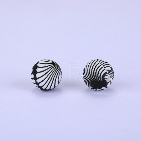 Printed Round Silicone Focal Beads SI-JX0056A-184-1