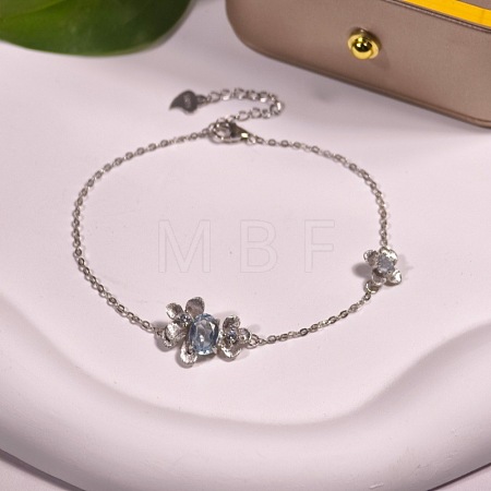 925 Sterling Silver & Cubic Zirconia & Quartz Link Bracelets FS-WGAB3DC-08-1
