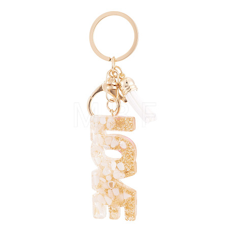 Alloy & Resin Tassel Keychainss AJEW-TADJ0001-20G-08-1