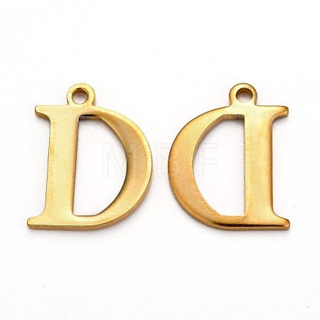 Ion Plating(IP) 304 Stainless Steel Alphabet Charms STAS-H122-D-G-1