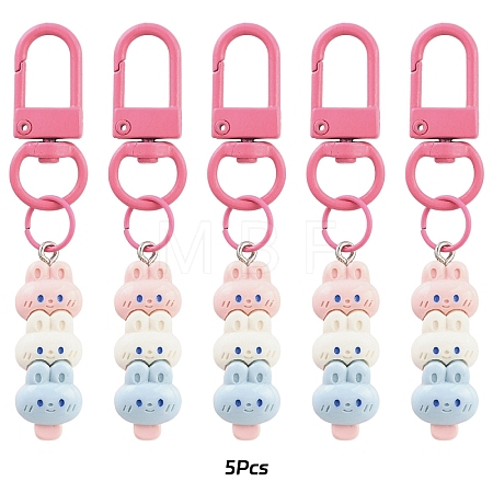 5Pcs Rabbit Resin Pendant Decorations HJEW-YW00193-01-1