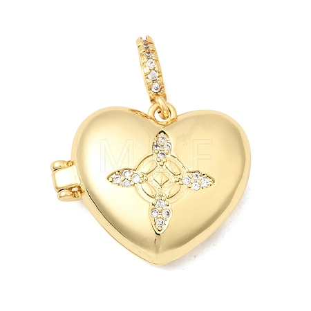 Brass Micro Pave Clear Cubic Zirconia Locket Pendants KK-H267-028A-05-1