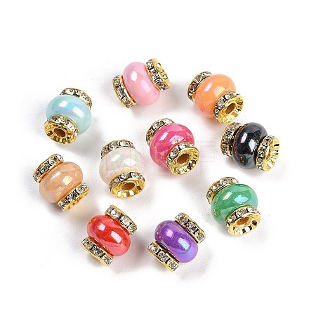 Resin Beads with Brass Rhinestone Rondelle KK-H490-05G-1