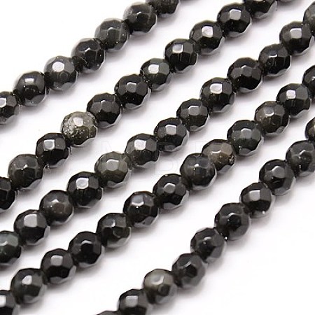 Natural Obsidian Beads Strands G-G545-25-1