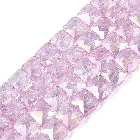 Electroplate Transparent Crackle Glass Beads Strands EGLA-Q135-02A-B04-1