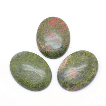 Natural Unakite Cabochons G-P393-I07-1