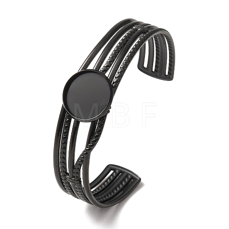 304 Stainless Steel Multi-strand Cuff Bracelet Blanks with Flat Round Bezel Settings SA-CBA4160-01A-EB-1